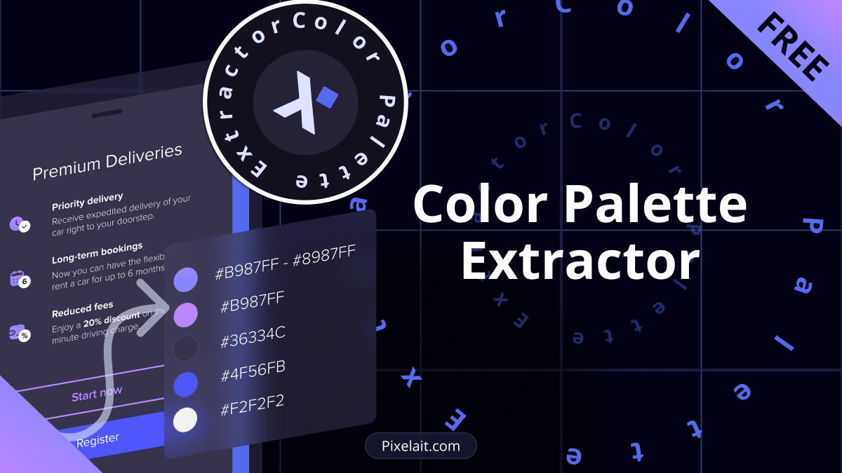 Digital advertisement for a color palette extractor tool with hex color codes displayed